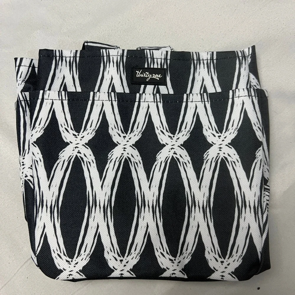 Thirty-One Creative Caddy Tote Black Links I Heart Love 31 Monogrammed Utility